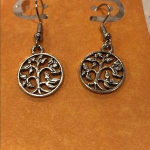 Silver tree earrings